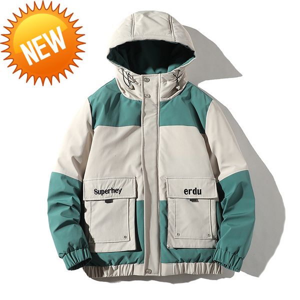 men hooded warm down coat 2021 winter color matching 90% white duck jacket fashion casual thicken streetwear parkas, Black
men hooded warm down coat 2021 winter color matching 90% white duck jacket fashion casual thicken streetwear parkas, Black