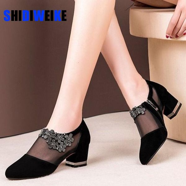 dress shoes summer women high heel mesh breathable pumps zip pointed toe thick heels fashion female elegant footwear ab650, Black
dress shoes summer women high heel mesh breathable pumps zip pointed toe thick heels fashion female elegant footwear ab650, Black