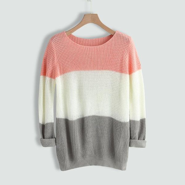 women's sweaters 2021 autumn winter contrast color women sweater casual long sleeve pullovers o-neck knitted jumper femme e55, White;black
women's sweaters 2021 autumn winter contrast color women sweater casual long sleeve pullovers o-neck knitted jumper femme e55, White;black