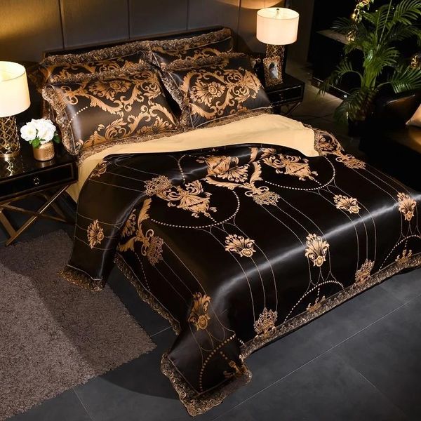 bedding sets european-style satin wedding quilt cover set, golden jacquard lace flat pillowcase, 4-piece luxury
bedding sets european-style satin wedding quilt cover set, golden jacquard lace flat pillowcase, 4-piece luxury