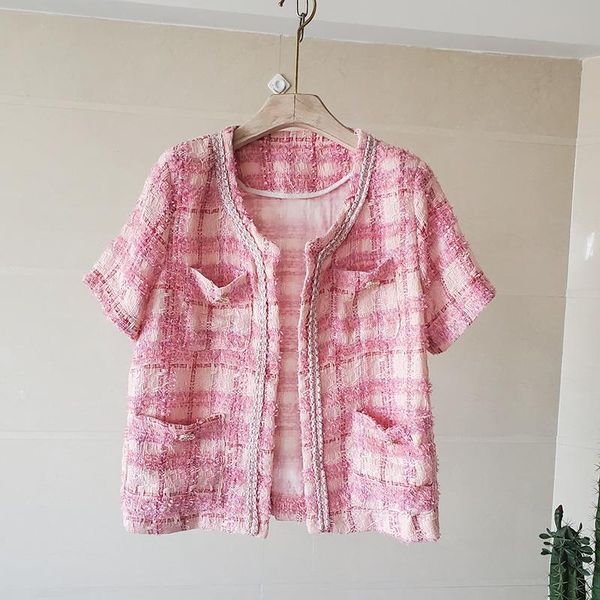 women's jackets small fragrance vintage short coat for women 2021 summer sleeve plaid casual tweed jacket coats female streetwear outwe, Black;brown
women's jackets small fragrance vintage short coat for women 2021 summer sleeve plaid casual tweed jacket coats female streetwear outwe, Black;brown