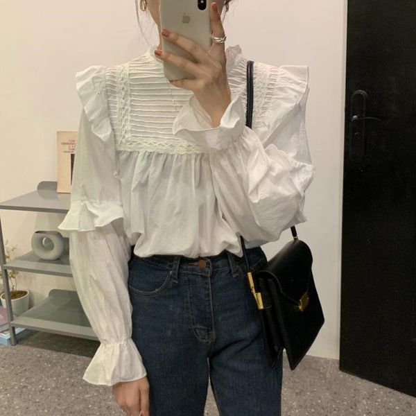 blouses beige stand ruffles pullovers sweet girls slim loose chic elegant blouse casual all-match shirt, White
blouses beige stand ruffles pullovers sweet girls slim loose chic elegant blouse casual all-match shirt, White