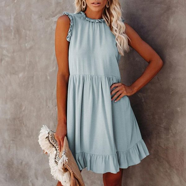 casual dresses fashion women sleeveless mini dress summer loose ruffles a-line ladies solid beach sundress vestidos, Black;gray
casual dresses fashion women sleeveless mini dress summer loose ruffles a-line ladies solid beach sundress vestidos, Black;gray