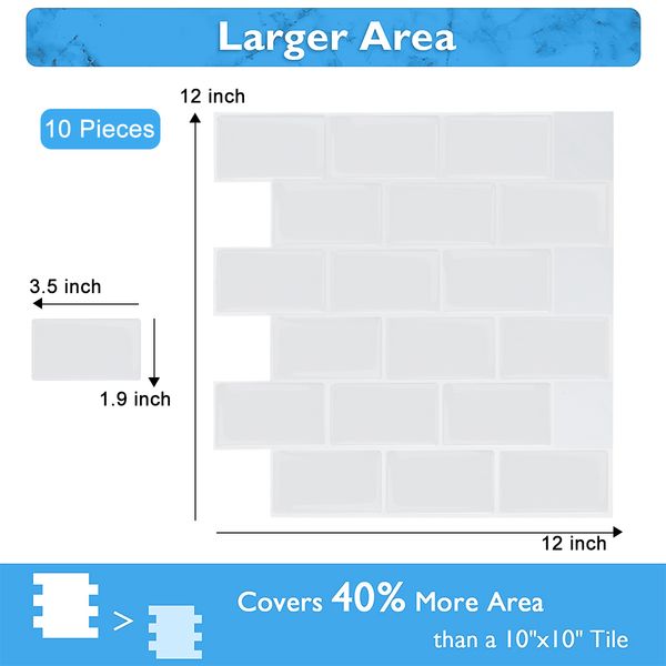vividtiles 12*12 inch self adhesive waterproof heatproof vinyl wallpaper 3d peel and stick subway tiles - 10 sheet
vividtiles 12*12 inch self adhesive waterproof heatproof vinyl wallpaper 3d peel and stick subway tiles - 10 sheet