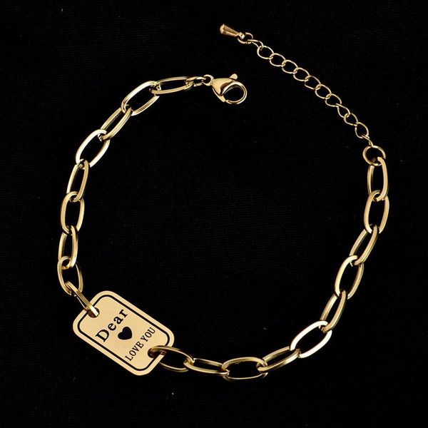 link, chain no fading 316l stainless steel talan love letter bracelet ins small crowd design japanese and korean fashion girl, Black
link, chain no fading 316l stainless steel talan love letter bracelet ins small crowd design japanese and korean fashion girl, Black