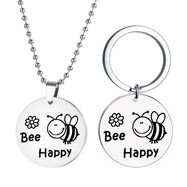 fashion europe america stainless steel round keychain necklace happy little bee children's gift l diy can be customized wholesale, Silver
fashion europe america stainless steel round keychain necklace happy little bee children's gift l diy can be customized wholesale, Silver
