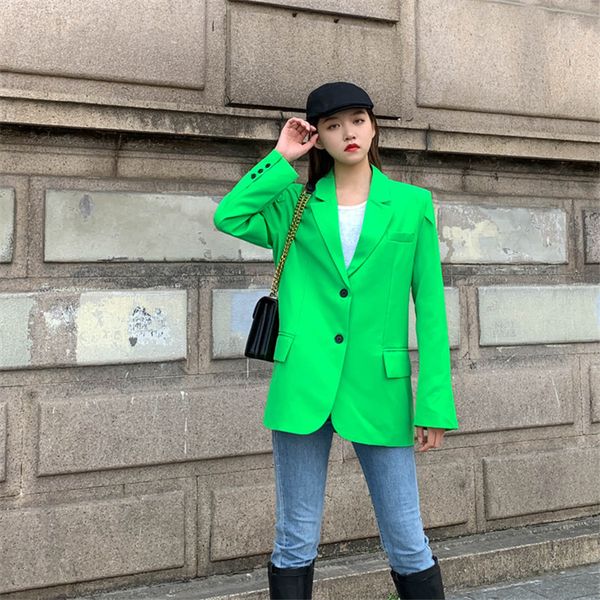 women's suits & blazers spring autumn long sleeve blazer coat women korean loose ladies green fashion high-quality suit jackets ti, White;black
women's suits & blazers spring autumn long sleeve blazer coat women korean loose ladies green fashion high-quality suit jackets ti, White;black