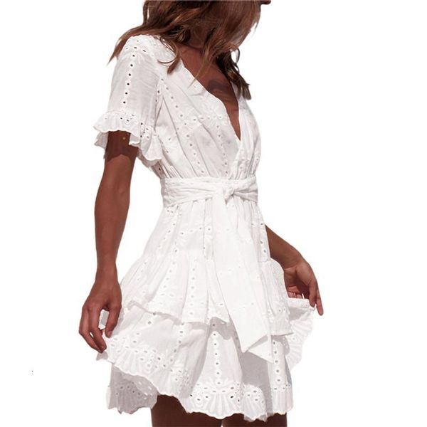party dresses white summer holidays beach sundress women short sleeve loose ruffle lace hollow mini vestido female v-neck bandage dress czlu, White;black
party dresses white summer holidays beach sundress women short sleeve loose ruffle lace hollow mini vestido female v-neck bandage dress czlu, White;black