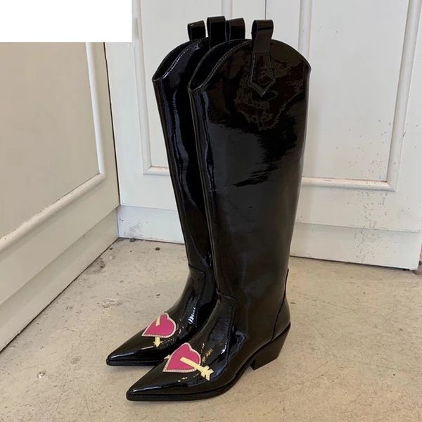 boots pointed toe crystal love-heart knee high women shiny leather chunky mid heel shoes autumn slip on cowboy long booties 8q4p, Black
boots pointed toe crystal love-heart knee high women shiny leather chunky mid heel shoes autumn slip on cowboy long booties 8q4p, Black