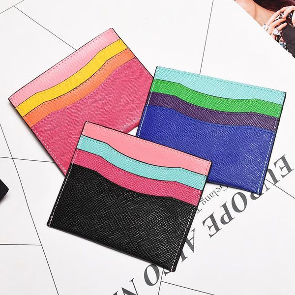 card holders cowhide leather holder rainbow color slim wallet bank id gift box case for women, Brown;gray
card holders cowhide leather holder rainbow color slim wallet bank id gift box case for women, Brown;gray