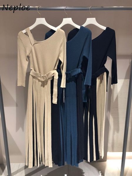 neploe elegant irregular panelled pleated dresses women chic lace up skew collar robe autumn winter japan style knitted dress 210423, Black;gray
neploe elegant irregular panelled pleated dresses women chic lace up skew collar robe autumn winter japan style knitted dress 210423, Black;gray