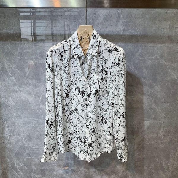 men's casual shirts spring men fashion floral printed male long sleeve thin slim fit streetwear blouses o202, White;black
men's casual shirts spring men fashion floral printed male long sleeve thin slim fit streetwear blouses o202, White;black
