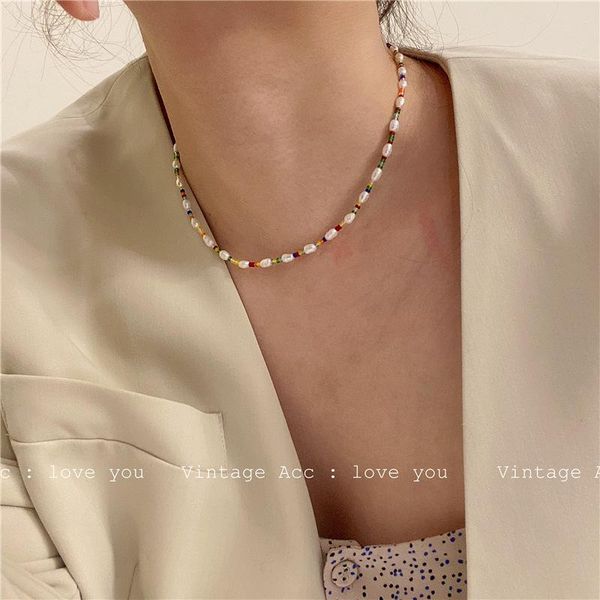 chains retro geometric color beaded necklace korean fashion simple string pearl ins wind for women jewelry, Silver
chains retro geometric color beaded necklace korean fashion simple string pearl ins wind for women jewelry, Silver