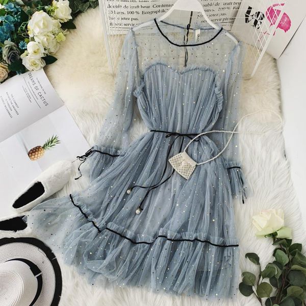 casual dresses spring women star sequins gauze for party flare sleeve lace-up princess female elegant o-neck mesh midi es rhj1, Black;gray
casual dresses spring women star sequins gauze for party flare sleeve lace-up princess female elegant o-neck mesh midi es rhj1, Black;gray