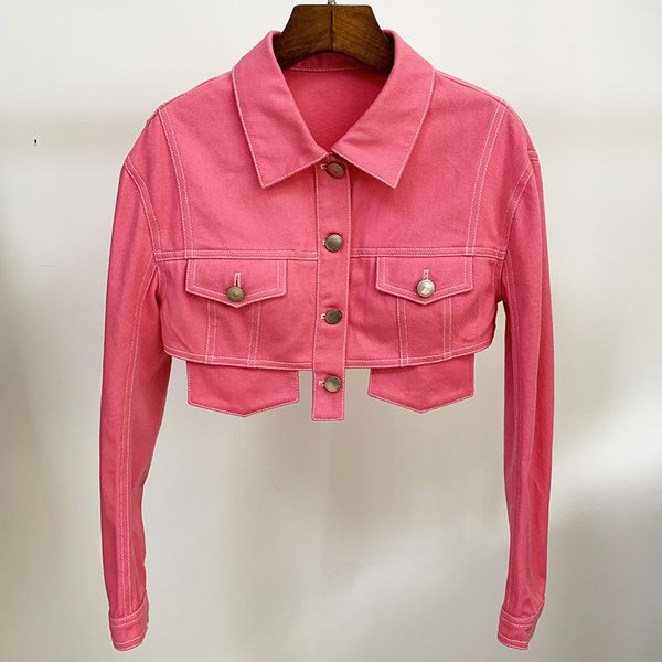 women's jackets runway luxury designer brand clothes 2021 autumn winter women pink lapel loose thin ultra-short denim coat jacket pjfs, Black;brown
women's jackets runway luxury designer brand clothes 2021 autumn winter women pink lapel loose thin ultra-short denim coat jacket pjfs, Black;brown