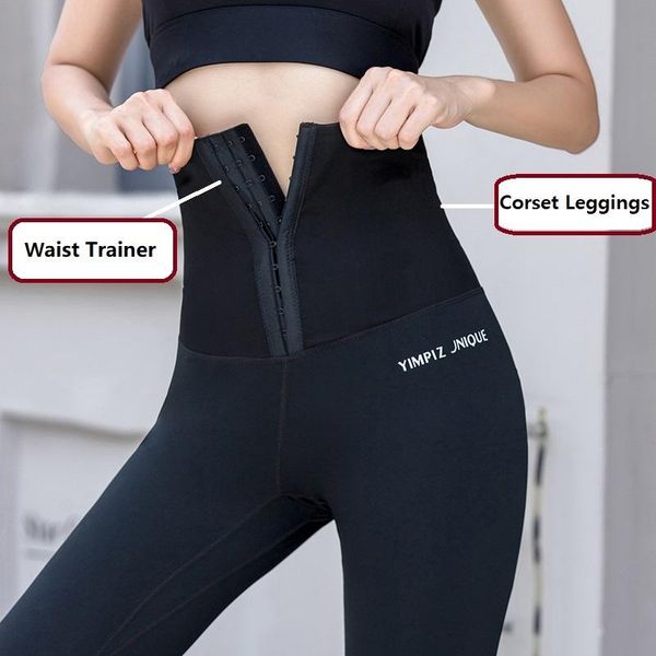 fitness corset leggings pants with waist trainer women high elastic leggins mujer women's, Black
fitness corset leggings pants with waist trainer women high elastic leggins mujer women's, Black