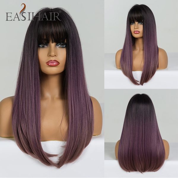 long straight black to purple ombre hair wigs with bangs synthetic wigs gluless heat resistant wigs for black woman
long straight black to purple ombre hair wigs with bangs synthetic wigs gluless heat resistant wigs for black woman