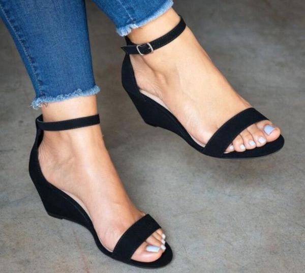 women wedge sandals peep toe buckle shoes woman platform wedges fashion summer super high heel for, Black
women wedge sandals peep toe buckle shoes woman platform wedges fashion summer super high heel for, Black
