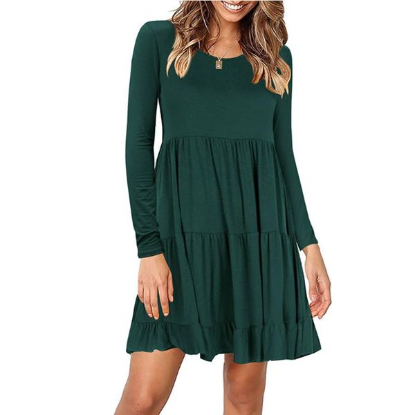 casual dresses women pleated ruffled dress round neck long sleeves large swing jl, Black;gray
casual dresses women pleated ruffled dress round neck long sleeves large swing jl, Black;gray