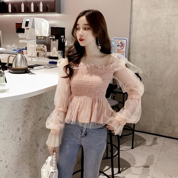 women's blouses & shirts sweet style mesh puff long sleeve ladies solid slash neck women clothing spring autumn fashion slim 2021, White
women's blouses & shirts sweet style mesh puff long sleeve ladies solid slash neck women clothing spring autumn fashion slim 2021, White