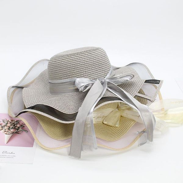 women big wide brim lace beach hat panama ladies cap outdoor sun visor female summer caps chapeu feminino hats, Blue;gray
women big wide brim lace beach hat panama ladies cap outdoor sun visor female summer caps chapeu feminino hats, Blue;gray