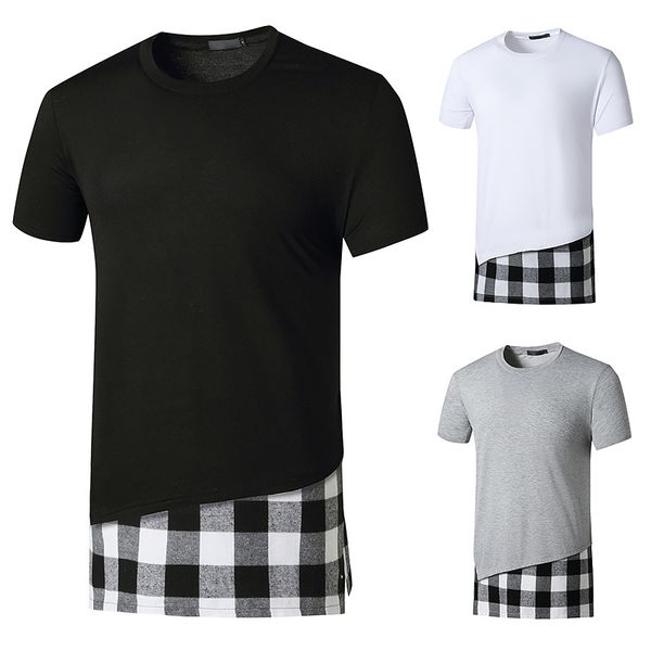 men's splicing style long t-shirt mens summer casual t shirt check pattern tee shirts, White;black
men's splicing style long t-shirt mens summer casual t shirt check pattern tee shirts, White;black