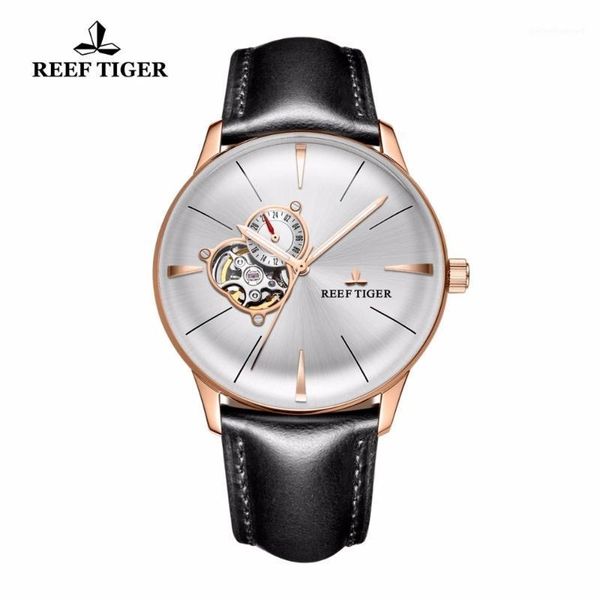 reef tiger/rt 2021 luxury casual mechanical watches with genuine leather strap rose gold tourbillon convex lens automatic watch wristwatches, Slivery;brown
reef tiger/rt 2021 luxury casual mechanical watches with genuine leather strap rose gold tourbillon convex lens automatic watch wristwatches, Slivery;brown