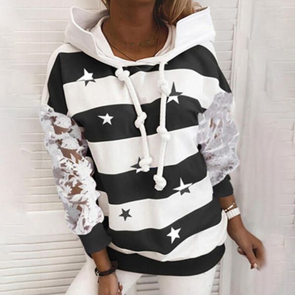 women's hoodies & sweatshirts fashion autumn winter hoodie women lace patchwork loose hooded sweatshirt striped print ladies pullover f, Black
women's hoodies & sweatshirts fashion autumn winter hoodie women lace patchwork loose hooded sweatshirt striped print ladies pullover f, Black