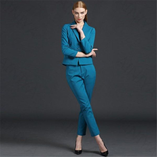 lake blue women business suits formal office work slim fit female touser suit ladies wear 2 piece custom made women's two pants, White
lake blue women business suits formal office work slim fit female touser suit ladies wear 2 piece custom made women's two pants, White