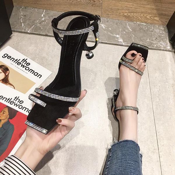 dress shoes sandals women 2021 summer korean rhinestone fashion wild square head high heels, Black
dress shoes sandals women 2021 summer korean rhinestone fashion wild square head high heels, Black