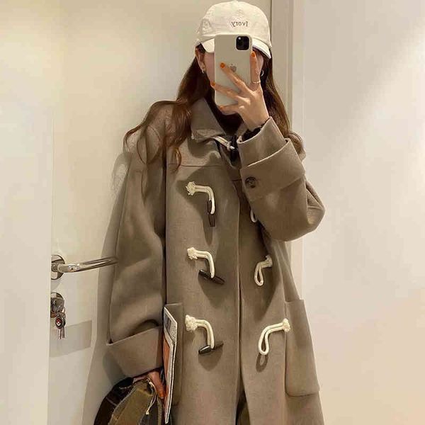 women's wool & blends long coat women winter horn butttons loose straight en overcoat outerwear female lapel color z5yy, Black
women's wool & blends long coat women winter horn butttons loose straight en overcoat outerwear female lapel color z5yy, Black