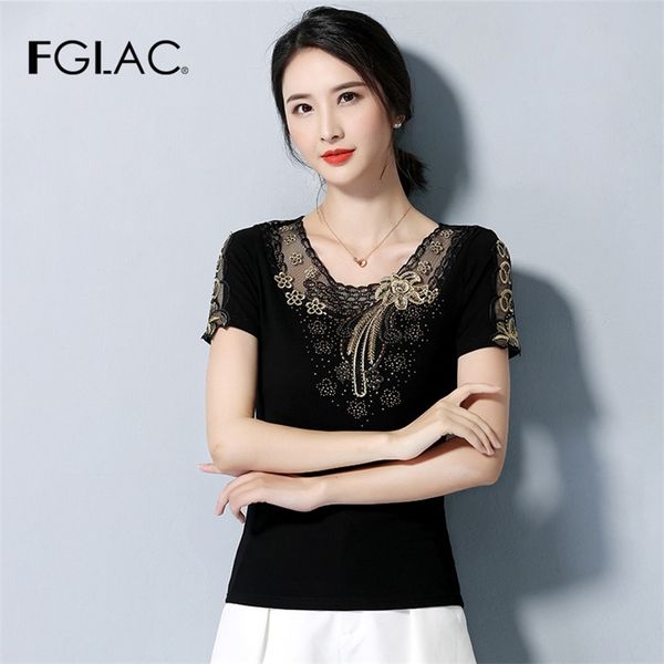 4xl plus size womens shirt fashion short sleeve summer elegant slim embroidered diamond t-shirt lady tees blusas, White
4xl plus size womens shirt fashion short sleeve summer elegant slim embroidered diamond t-shirt lady tees blusas, White