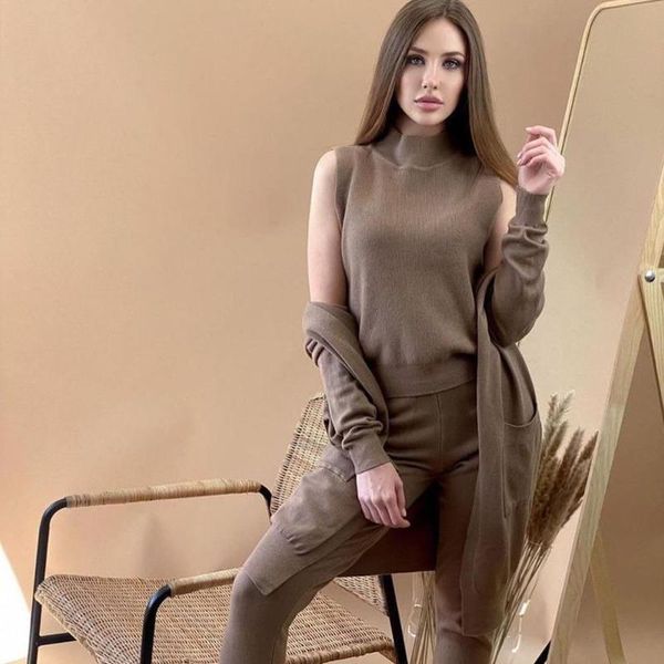 women's two piece pants 2021 autumn winter fashion women sets three suits knitted cardigan sweater + vest high waist casual set x602, White
women's two piece pants 2021 autumn winter fashion women sets three suits knitted cardigan sweater + vest high waist casual set x602, White