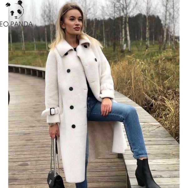 women's fur & faux long woolen jacket with belt real coat turn down collar coats natural sheepskin female winter outfit, Black
women's fur & faux long woolen jacket with belt real coat turn down collar coats natural sheepskin female winter outfit, Black