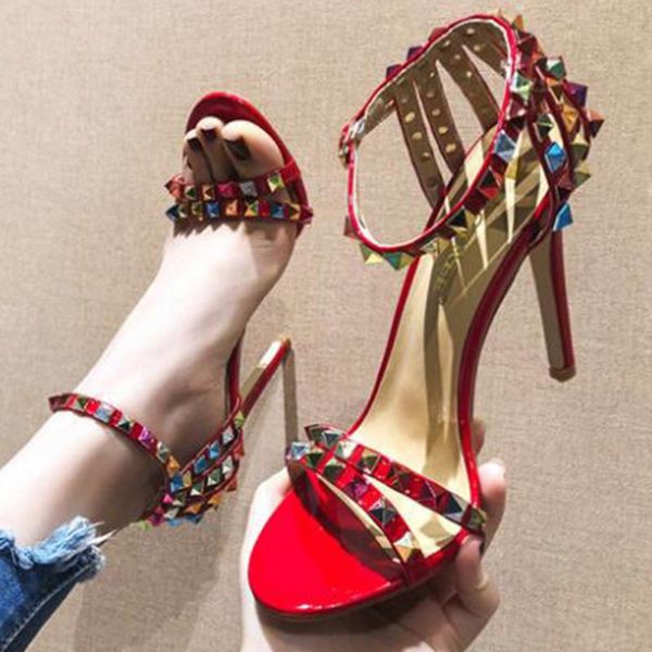 dress shoes ladies sandals high heel women heels summer for colorful rivet woman kl256, Black
dress shoes ladies sandals high heel women heels summer for colorful rivet woman kl256, Black