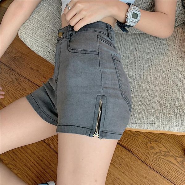 women's shorts summer women high waist slim elastic retro side zipper skinny denim fashion jeans casual all-match, White;black
women's shorts summer women high waist slim elastic retro side zipper skinny denim fashion jeans casual all-match, White;black