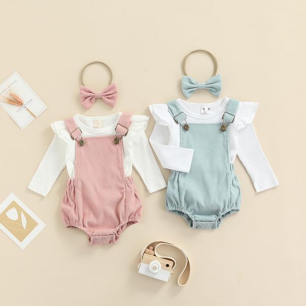 3 pcs baby girl corduroy set ribbed long sleeve round neck suspender solid color pants kids clothing, White
3 pcs baby girl corduroy set ribbed long sleeve round neck suspender solid color pants kids clothing, White
