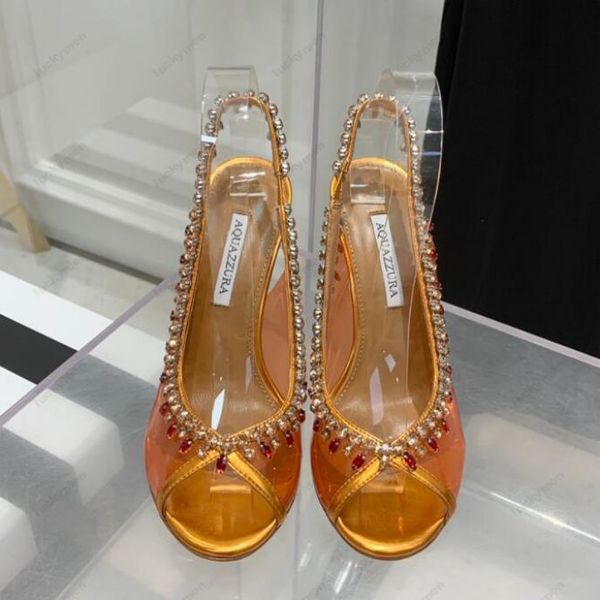 dress designers aquazzura shoes womens stiletto heel sandals satin rhinestone embellished quality transparent pvc slingbacks orange party, Black
dress designers aquazzura shoes womens stiletto heel sandals satin rhinestone embellished quality transparent pvc slingbacks orange party, Black