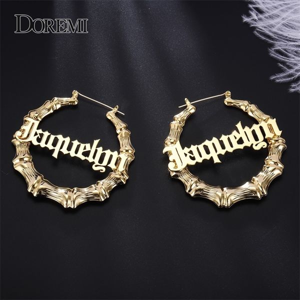 doremi stainless steel customize name earrings bamboo style custom hoop earring with statement words number, Golden
doremi stainless steel customize name earrings bamboo style custom hoop earring with statement words number, Golden
