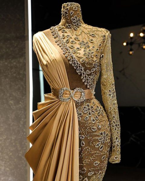 2022 arabic gold luxurious mermaid evening dresses beaded crystals prom dresses high neck formal party second reception gowns, Black;red
2022 arabic gold luxurious mermaid evening dresses beaded crystals prom dresses high neck formal party second reception gowns, Black;red