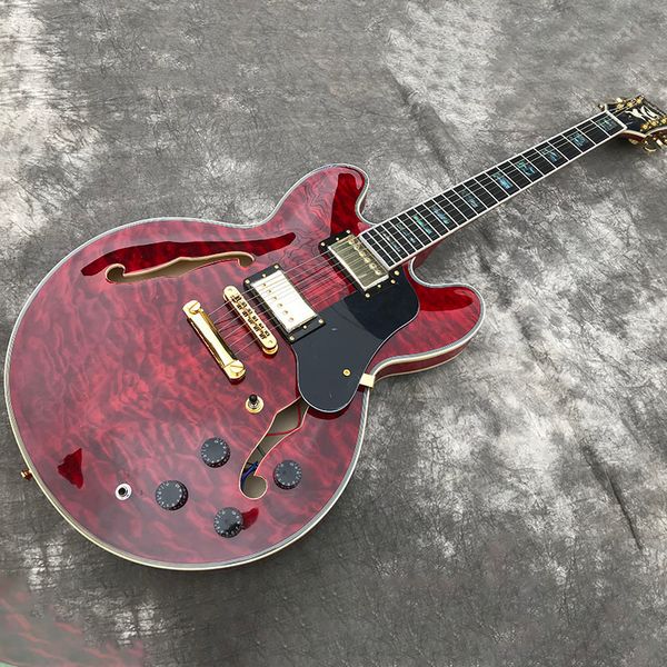 chinese electric guitar es maple 335 body les flame maple 6 strings honey transparent red color
chinese electric guitar es maple 335 body les flame maple 6 strings honey transparent red color