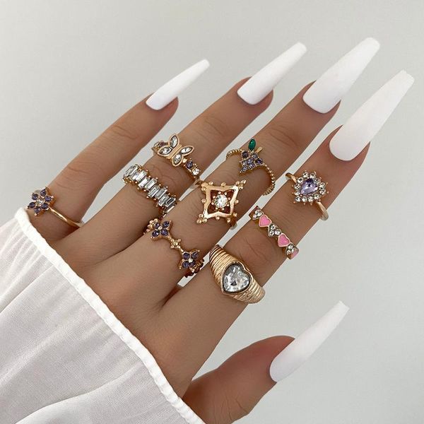 cluster rings aprilwell 9 pcs vintage crystal set for women gold color boho aesthetic y2k heart charms butterfly anillos fashion jewelry, Golden;silver
cluster rings aprilwell 9 pcs vintage crystal set for women gold color boho aesthetic y2k heart charms butterfly anillos fashion jewelry, Golden;silver