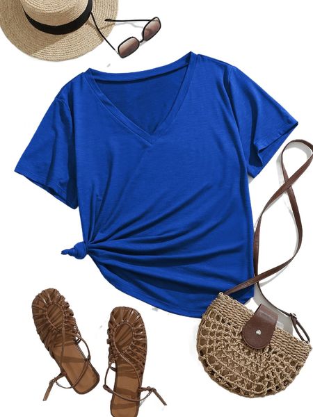 plus solid v-neck tee e3gs#, Black
plus solid v-neck tee e3gs#, Black