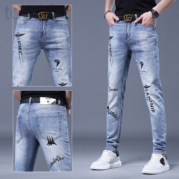 men's jeans designer 2022 summer thin jeans men's diamond slim fit leggings printed korean pants fashion brand 9lgu, Blue
men's jeans designer 2022 summer thin jeans men's diamond slim fit leggings printed korean pants fashion brand 9lgu, Blue