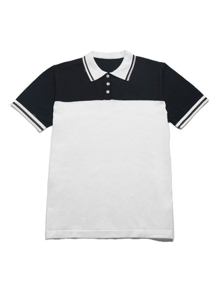 men two tone striped trim polo neck knit d9r7#, White;black
men two tone striped trim polo neck knit d9r7#, White;black