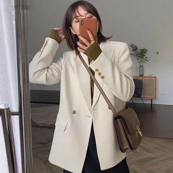 blazer womens elegant trendy korean solid ladies chic double breasted suit retro outwear leisure daily all-match simple, White;black
blazer womens elegant trendy korean solid ladies chic double breasted suit retro outwear leisure daily all-match simple, White;black