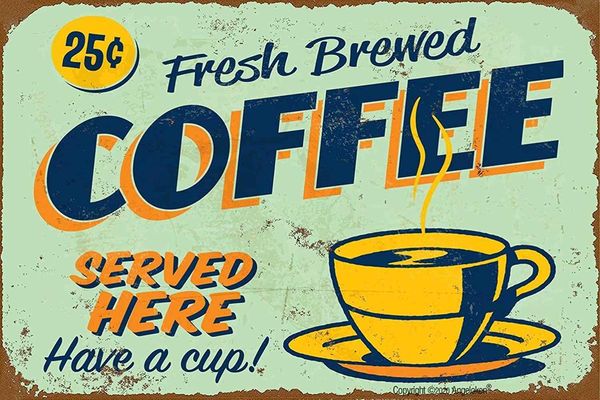 new metal tin sign retro vintage fresh brewed coffee served here have a cup aluminum sign for home coffee wall decor 8x12 inch
new metal tin sign retro vintage fresh brewed coffee served here have a cup aluminum sign for home coffee wall decor 8x12 inch
