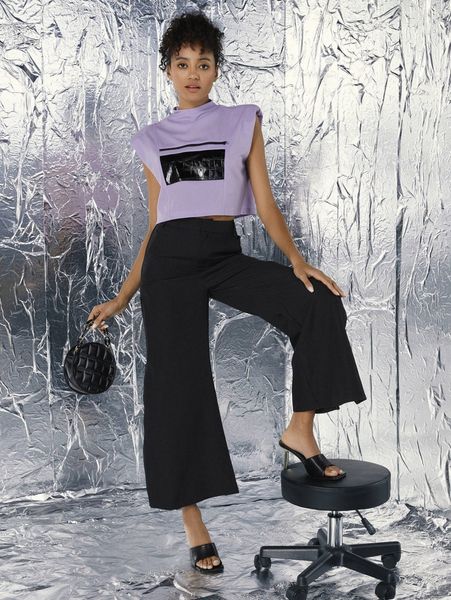 x by nusha solid zip fly pants c8e9#, Black;white
x by nusha solid zip fly pants c8e9#, Black;white