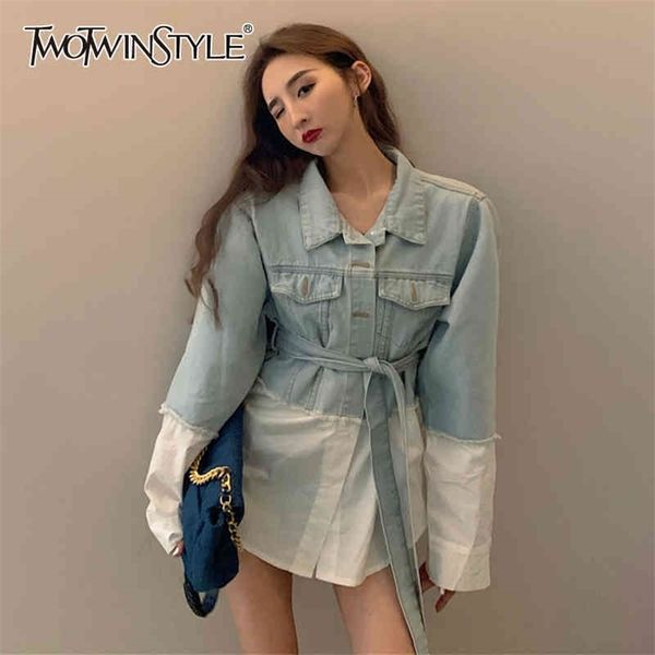 twotwinstyle casual patchwork tassel jacket for women lapel long sleeve hit color korean jackets female fashion clothing 210517, Black;brown
twotwinstyle casual patchwork tassel jacket for women lapel long sleeve hit color korean jackets female fashion clothing 210517, Black;brown