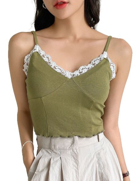 dazy contrast lace lettuce trim cami q3yy#, White
dazy contrast lace lettuce trim cami q3yy#, White